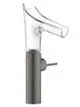 AXOR-HG-AXOR-Starck-V-Einhebel-Waschtischmischer-220-mit-Glasauslauf-fuer-Waschschuesseln-mit-Ablaufgarnitur-Brushed-Black-Chrome-12114340 gallery number 1